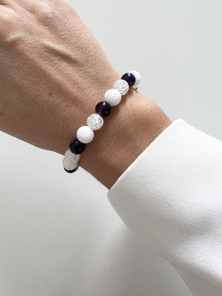 Armband aus natürlichen Amethyst-, Jade- und Bergkristallsteinen D4882