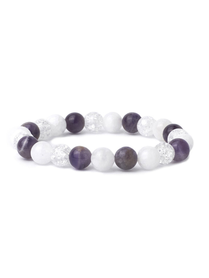 Armband aus natürlichen Amethyst-, Jade- und Bergkristallsteinen D4882
