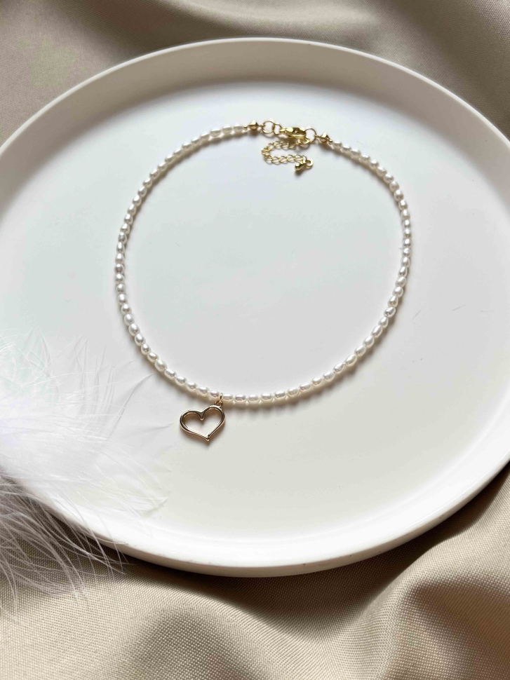 Choker mit Perlen und Herzanhänger D4888