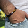Herrenarmband aus Amethyst und Tigerauge D4855