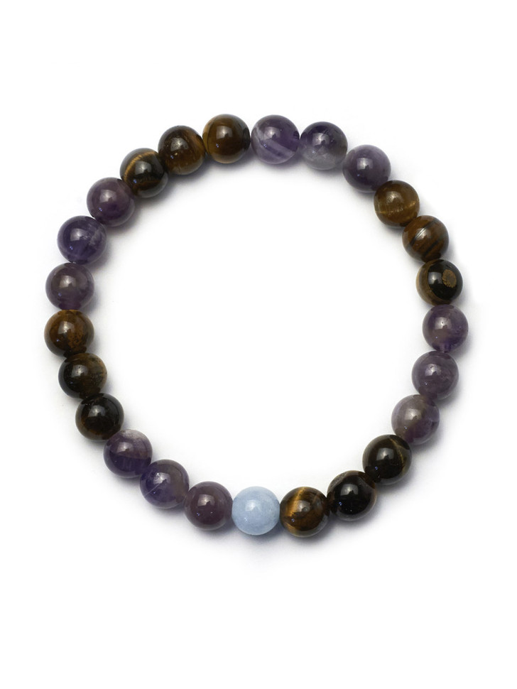 Herrenarmband aus Amethyst und Tigerauge D4855