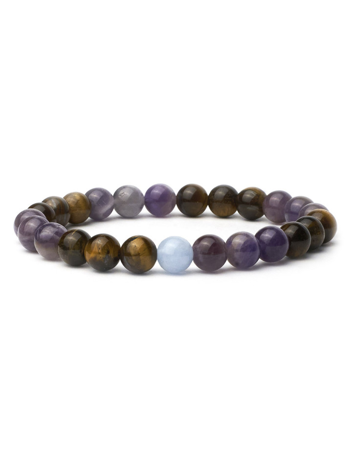 Herrenarmband aus Amethyst und Tigerauge D4855