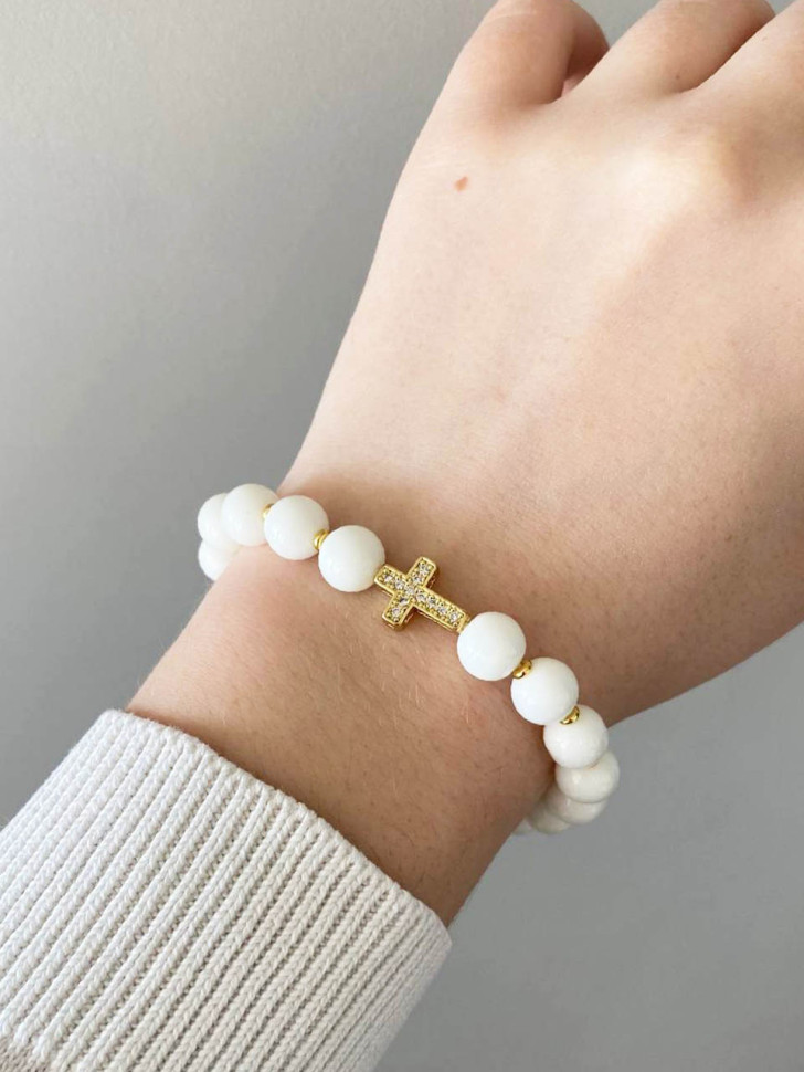 Weißes Jade-Armband D4753