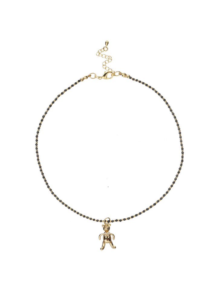 Spinell-Choker mit Bärenanhänger D4886
