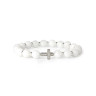 Armband aus weißem Jadeit mit Kreuz D5033