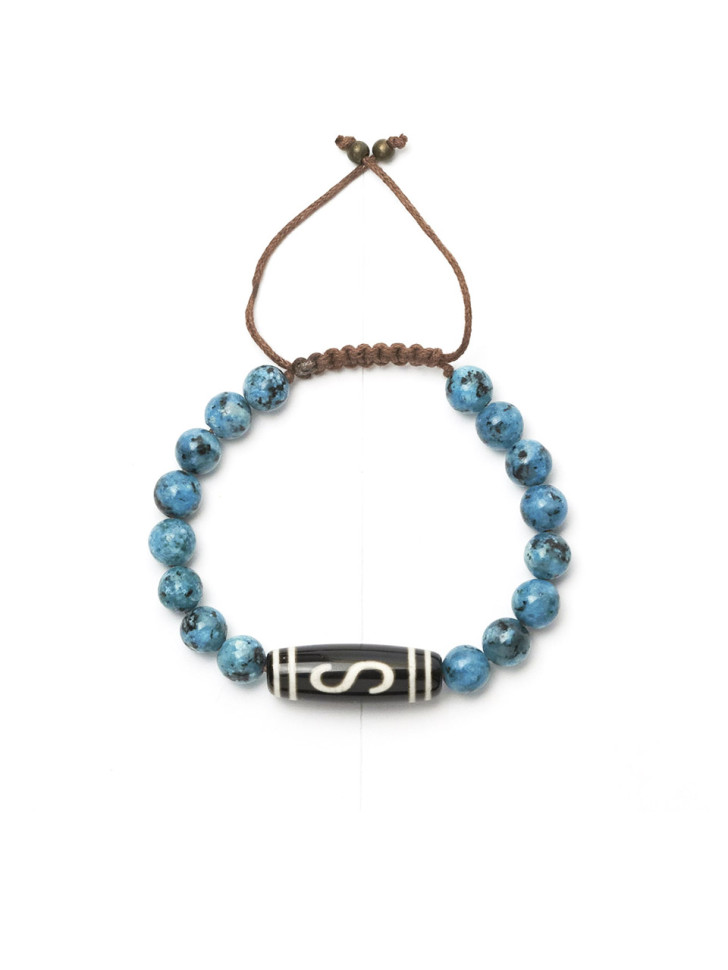 Armband aus Achat mit tibetischer Dzi-Perle D4671