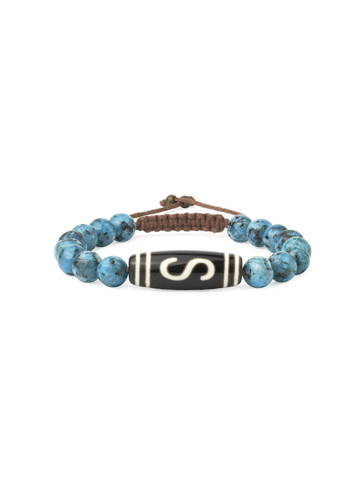 Armband aus Achat mit tibetischer Dzi-Perle D4671