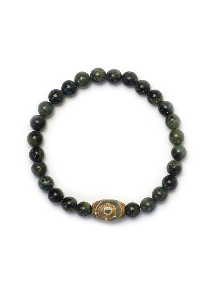 Armband aus natürlicher Jade mit Dzi-Perle D5015