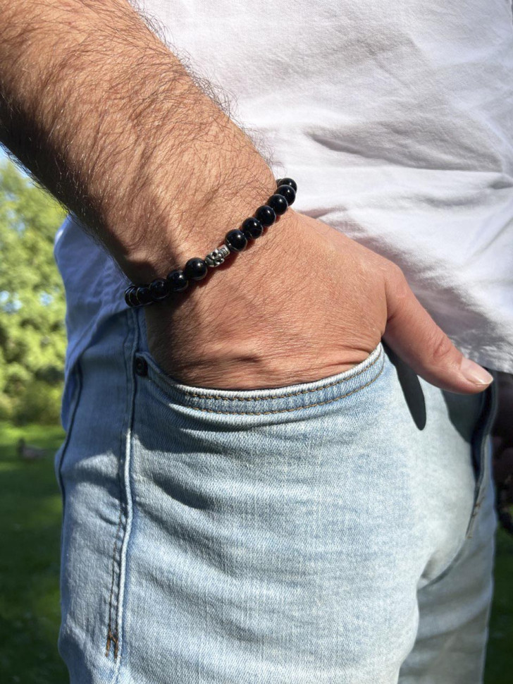Armband aus Achat mit Totenkopf D4542