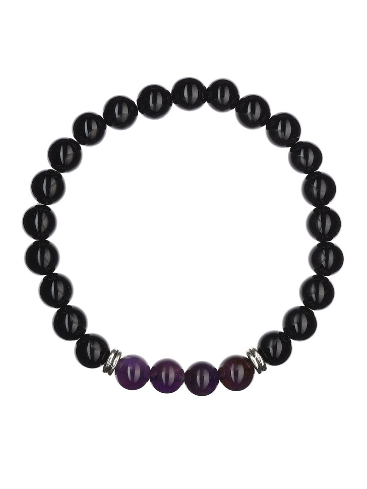 Herrenarmband mit Amethyst und Achat D4502