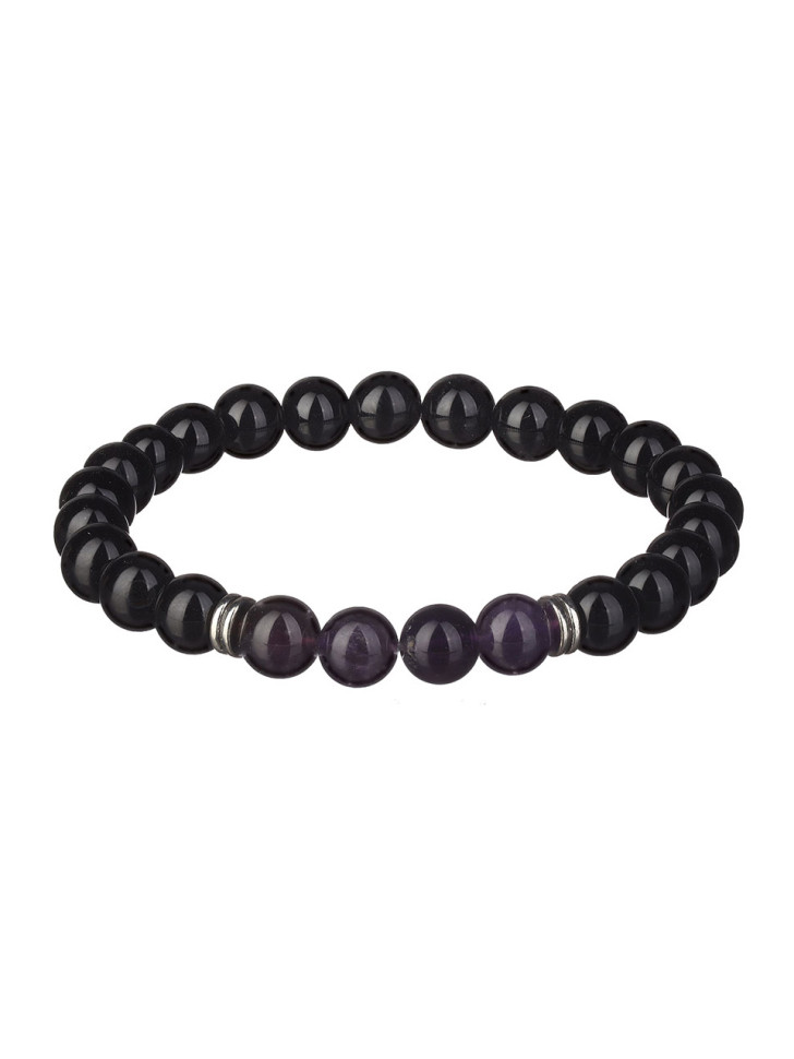 Herrenarmband mit Amethyst und Achat D4502