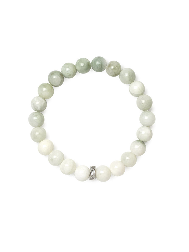Armband aus weiß-grünem Jadeit D4590