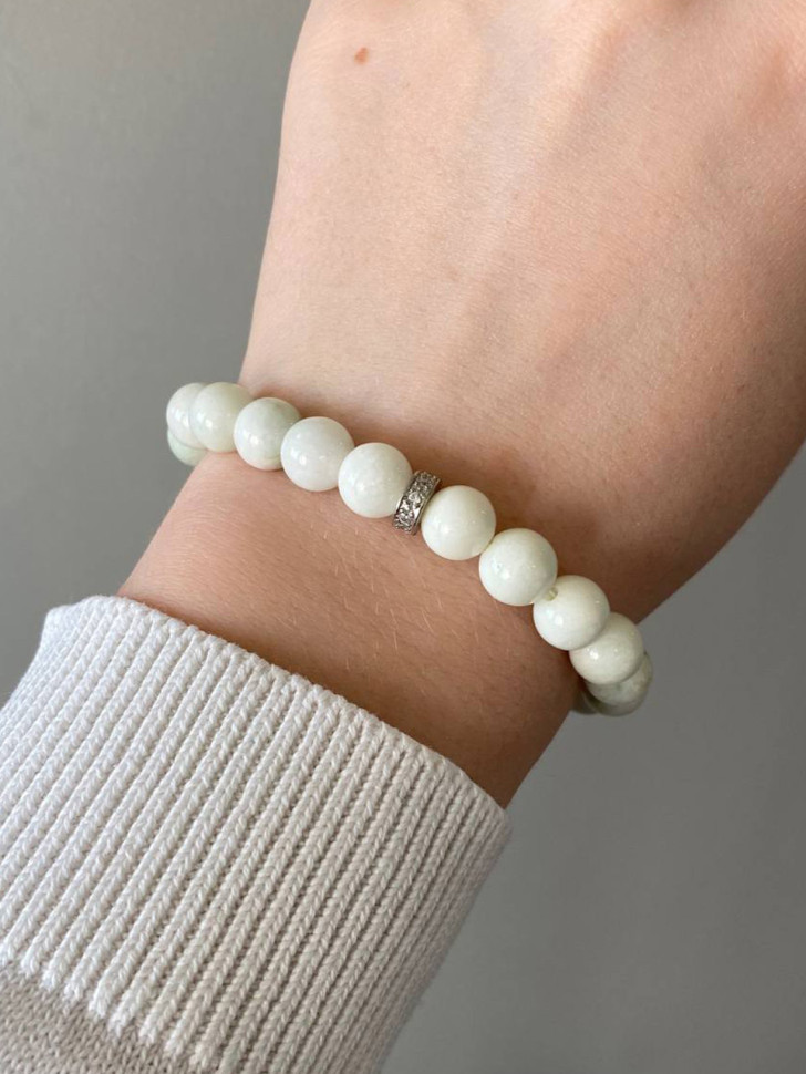 Armband aus weiß-grünem Jadeit D4590