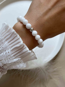 Armband aus weißem Nephrit mit Silber 4596