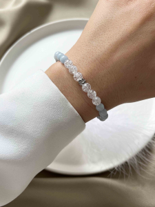 Aquamarine, mountain crystal bracelet 4490