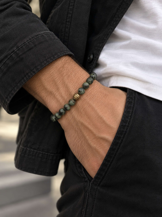 Herrenarmband aus echtem Jadeit-Kabamba-Stein 4917.