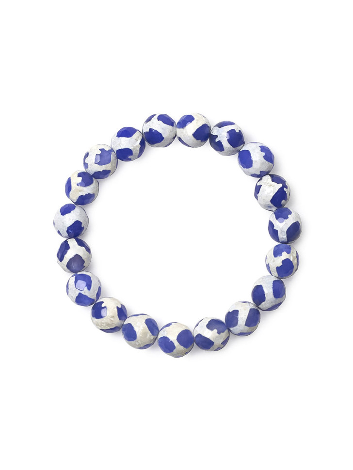 Armband aus weiß-blauem Achat D5060