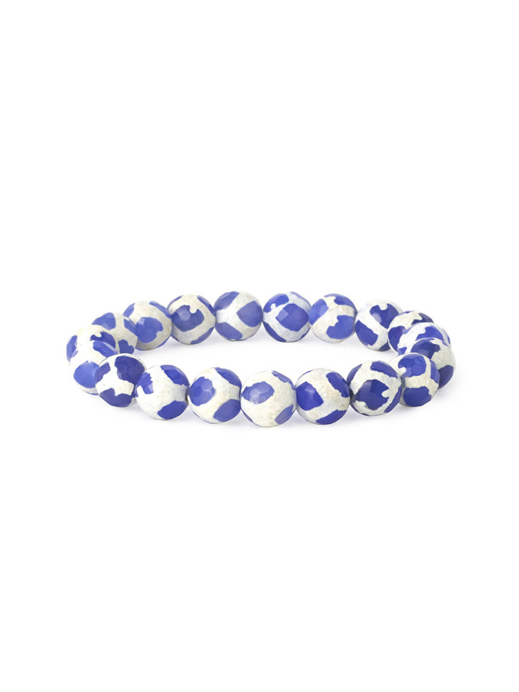 Armband aus weiß-blauem Achat D5060