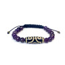 Geflochtenes Armband aus Amethyst und dreifäugiger Dzi-Perle D4690