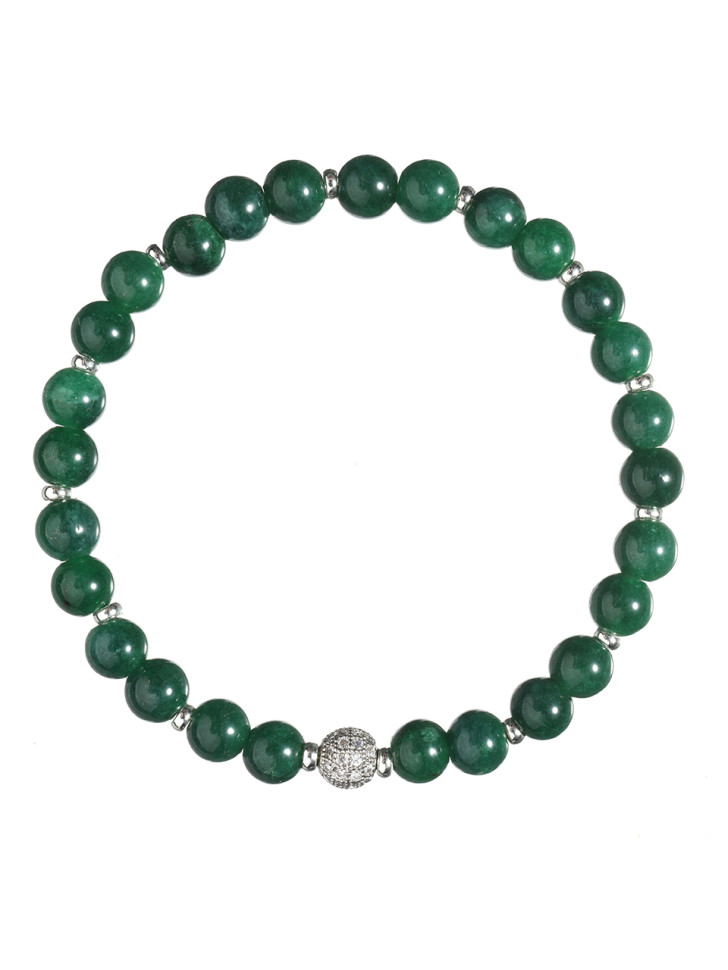 Armband aus weißem Jadeit mit Perle D5002
