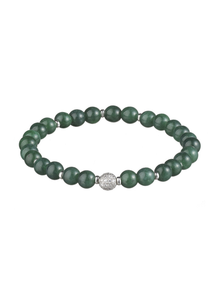 Armband aus weißem Jadeit mit Perle D5002