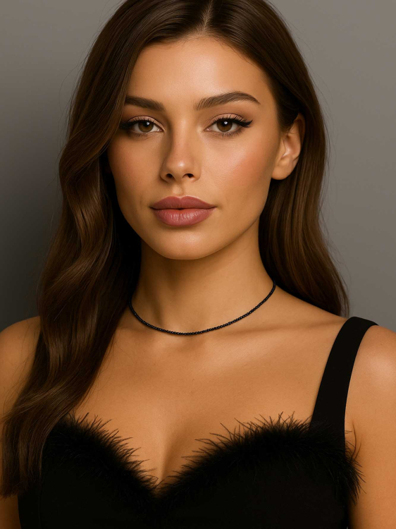 Black sparkling spinel choker 4702