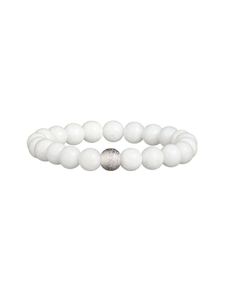 Armband aus weißem Jadeit mit Silber D4596