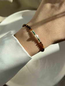 Lebijou Tiger Eye, Turquoise, and Pearl Bracelet 5614