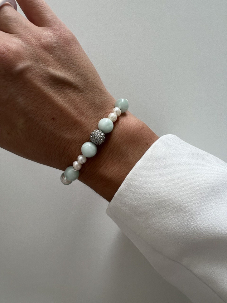 Perlen- und Angelit-Armband D5034