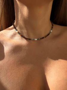 Choker aus Tigerauge und Türkis mit Perlen 5615