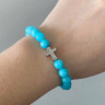 Armband aus blauem Achat mit Kreuz D4515