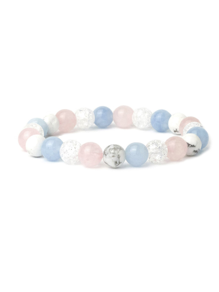 Armband aus natürlichen Quarz-, Aquamarin- und Bergkristallsteinen D4518