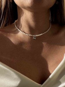 Perlencollier mit Herzanhänger 5305