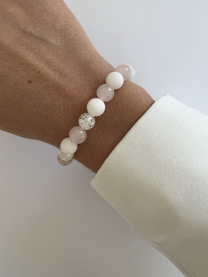 Armband aus natürlichen Jade-, Quarz- und Bergkristallsteinen D4519