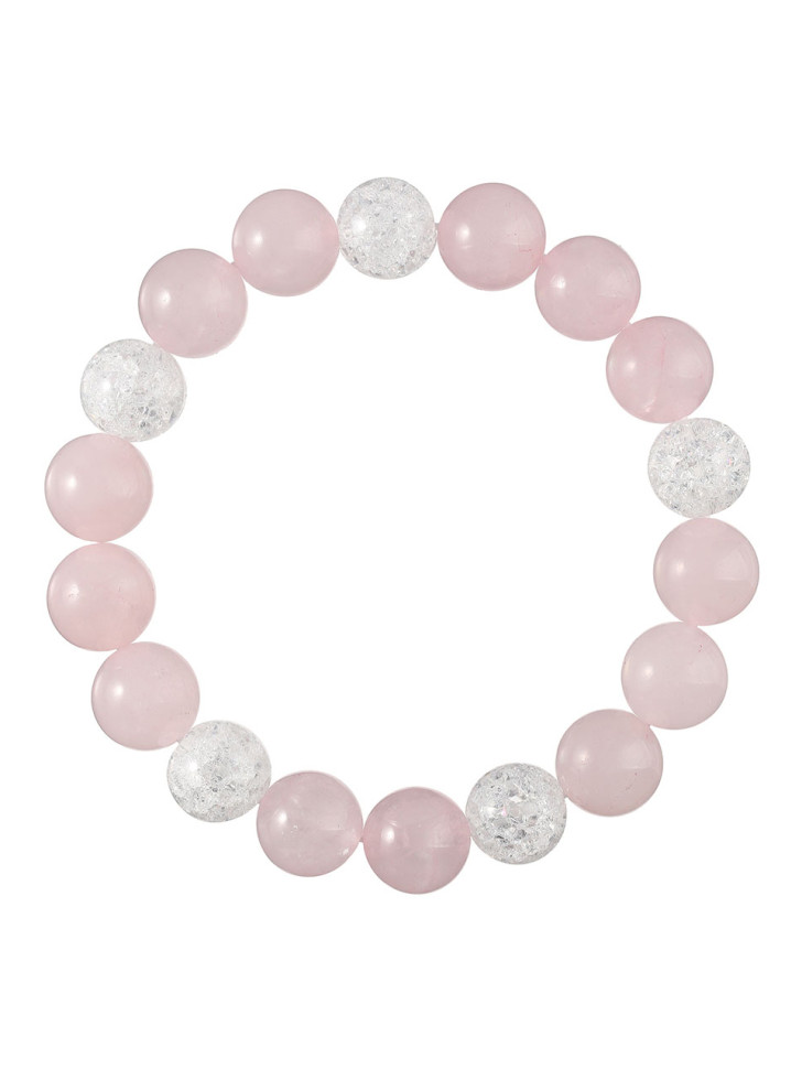 Rosa Quarz-Armband mit Bergkristall D4494