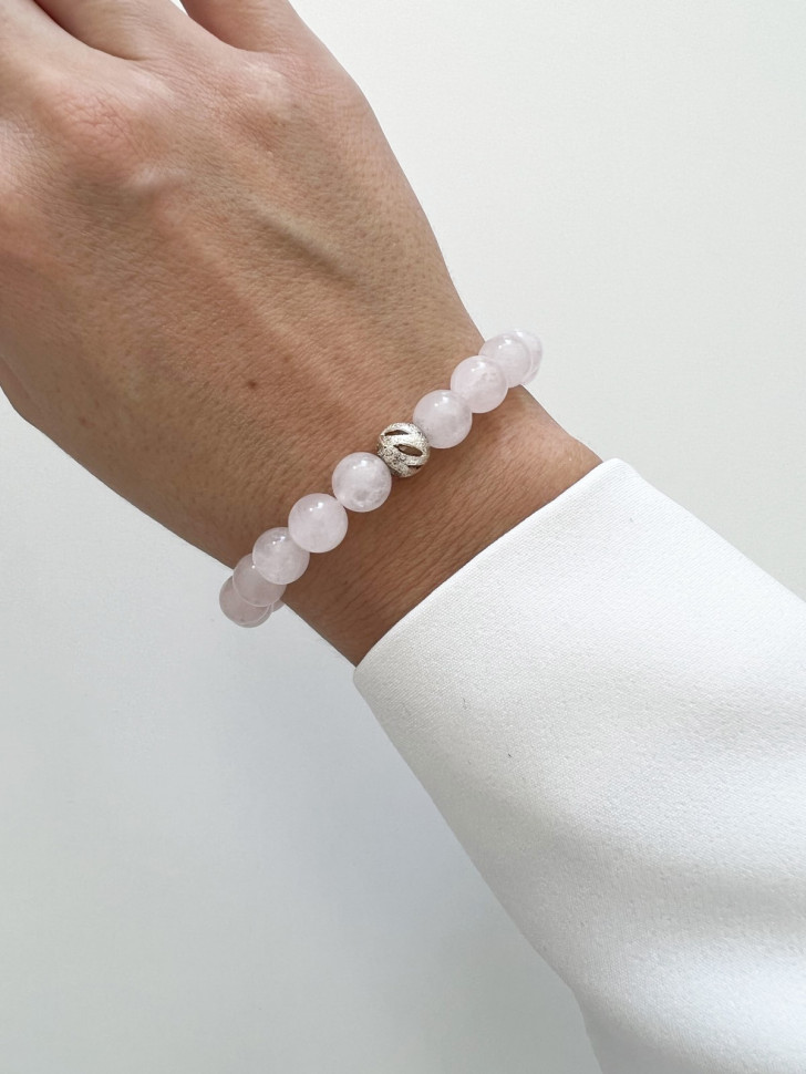Rosa Quarz-Armband mit Silber D4598