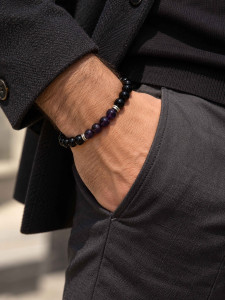 Herrenarmband mit Amethyst und Achat 4502.