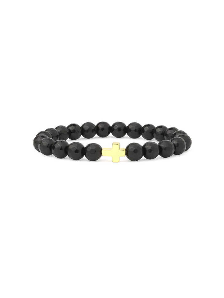 Armband aus schwarzem Achat D4796
