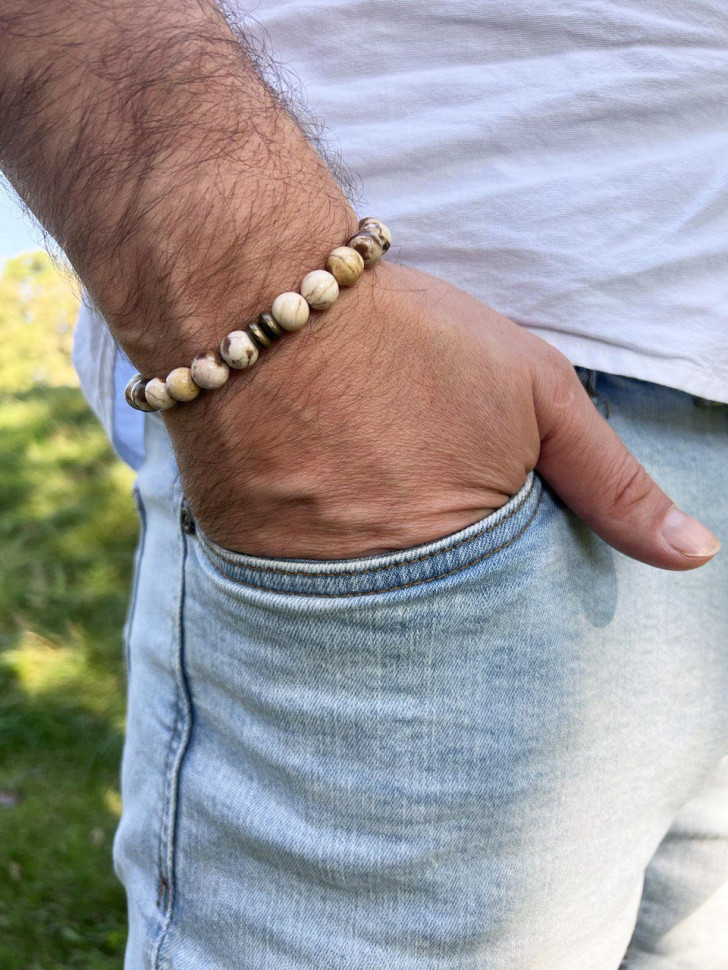 Herrenarmband aus echtem Jadematerial D4526