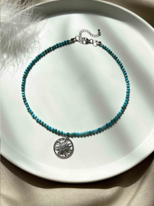 Lebijou Turquoise Stone Choker with Pendant 5625