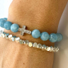Aquamarin- und Hämatitarmband-Set D4623