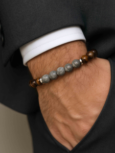 Men's bracelet with jade and tiger's eye 4504