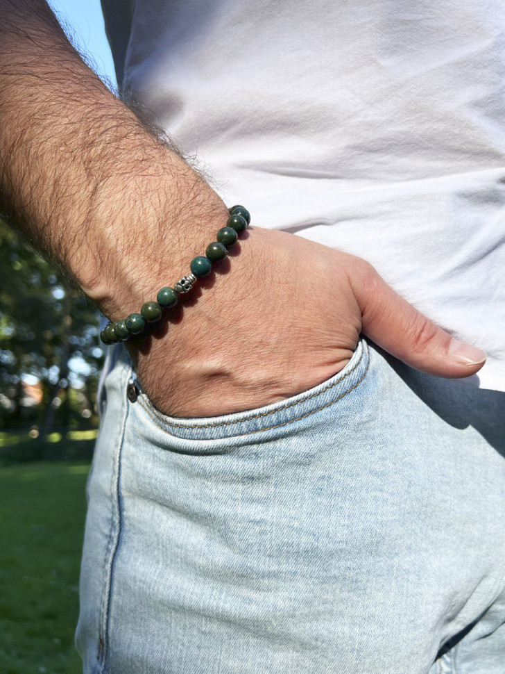 Herrenarmband aus natürlichen Apatitsteinen D4968
