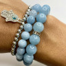 Aquamarin-Armbandset aus Steinen D4909