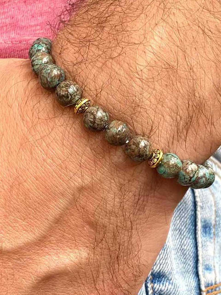 Herrenarmband aus blauer Jade D4672