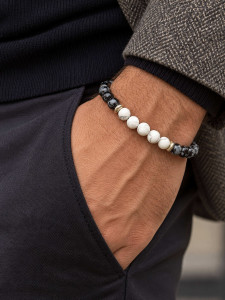 Herrenarmband aus Obsidian 4507