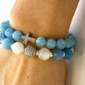 Set von Damenarmbändern aus Aquamarin und Jadeit D4624