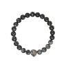 Herrenarmband aus Obsidian mit Löwe D4711