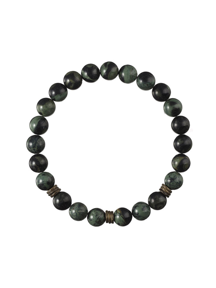 Herrenarmband aus grüner Jade D4916