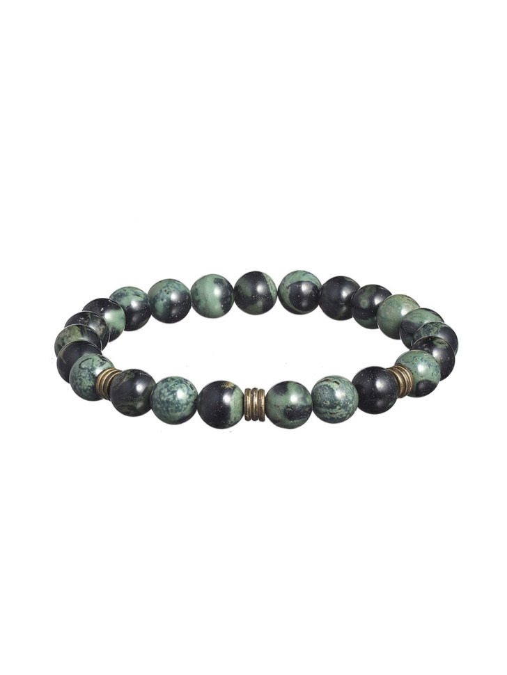 Herrenarmband aus grüner Jade D4916